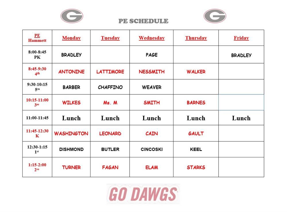 PE Schedule